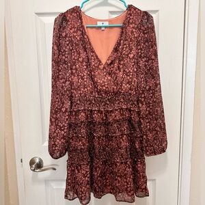 Socialite long sleeve floral print mini dress - size small